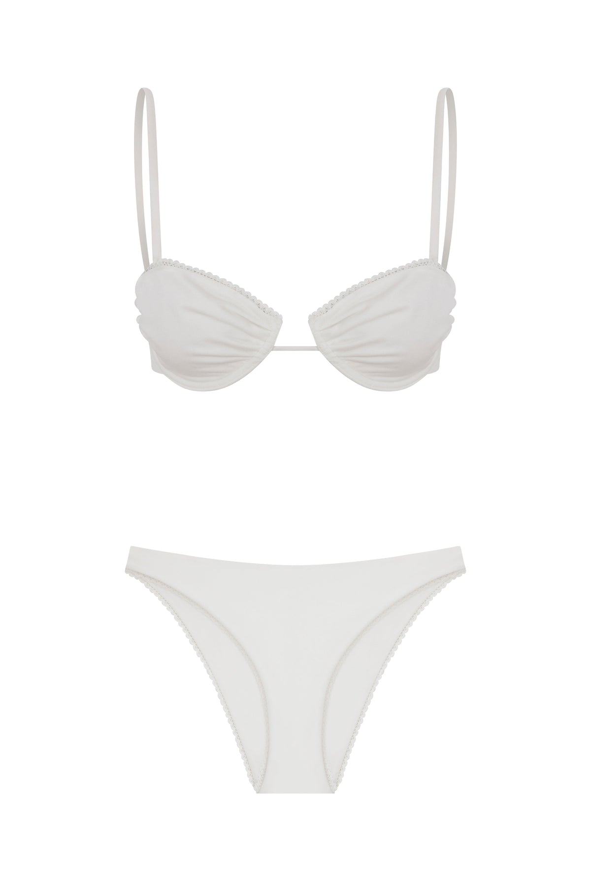 Lace Trim Underwire Bikini - White