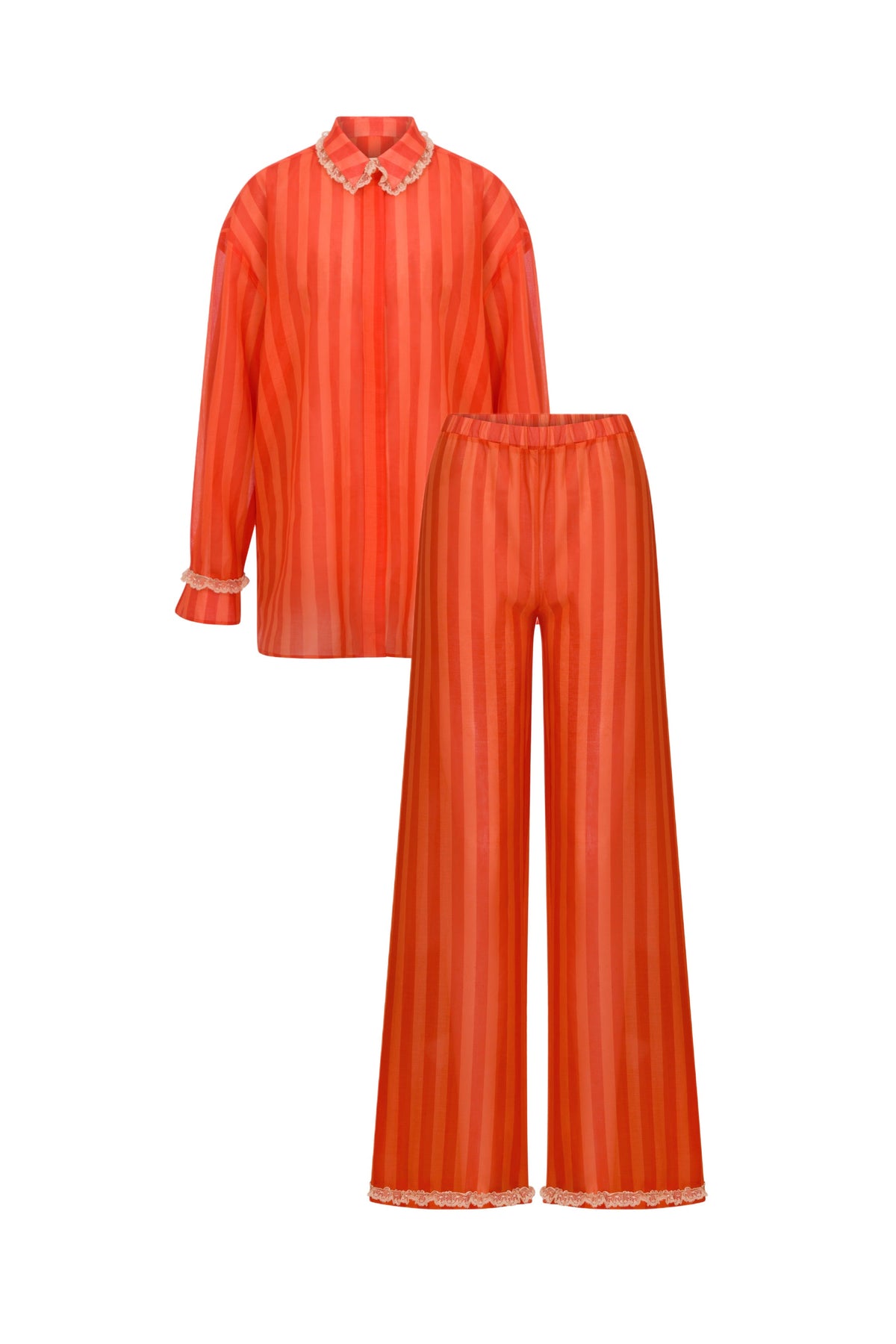 Amber Striped Cotton Pajama Set - Pink