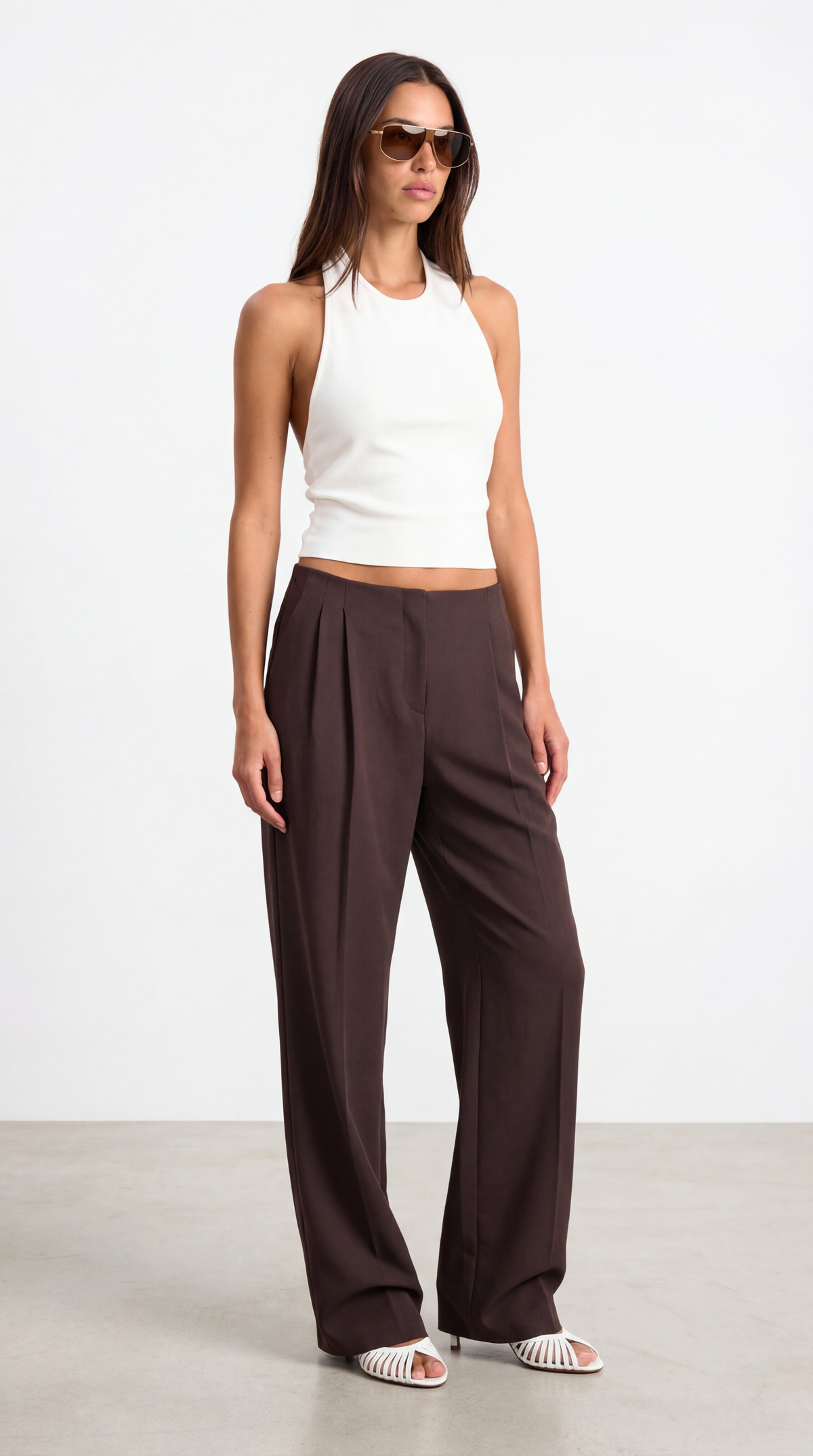 Moss Brown Palazzo Trousers