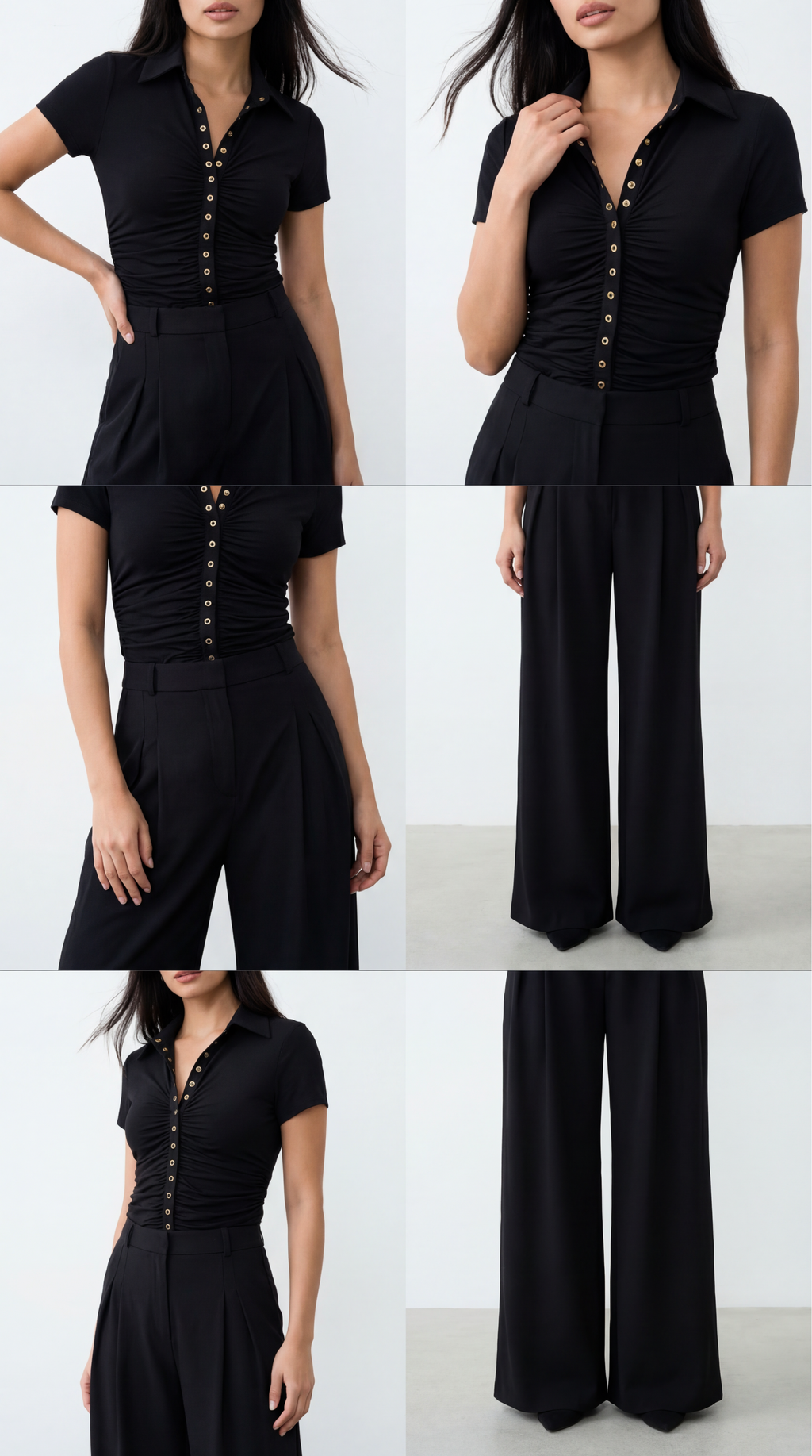Nova Black Blouse with Snap Button Closure