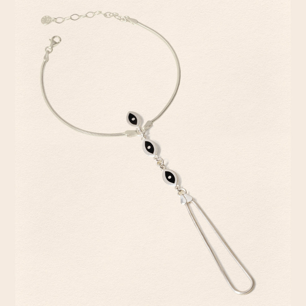 Eye Finger Bracelet Black Silver - 3
