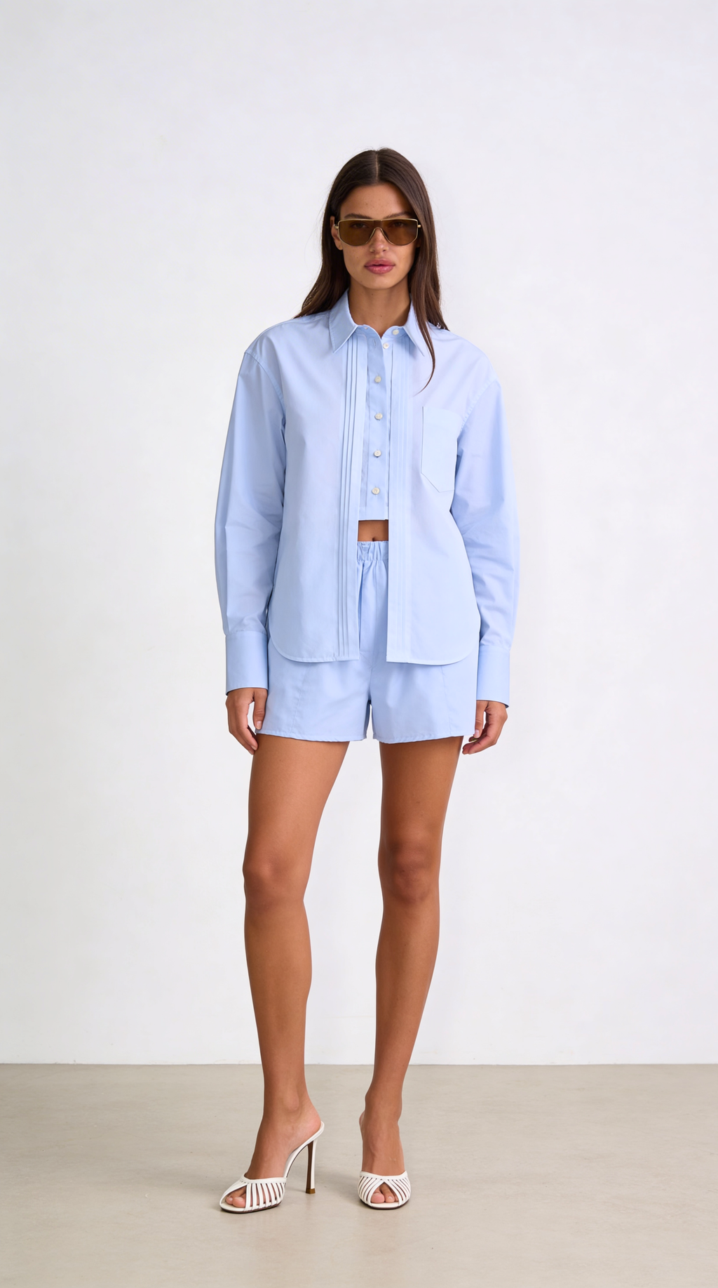 Saint Blue Shirt Shorts Set