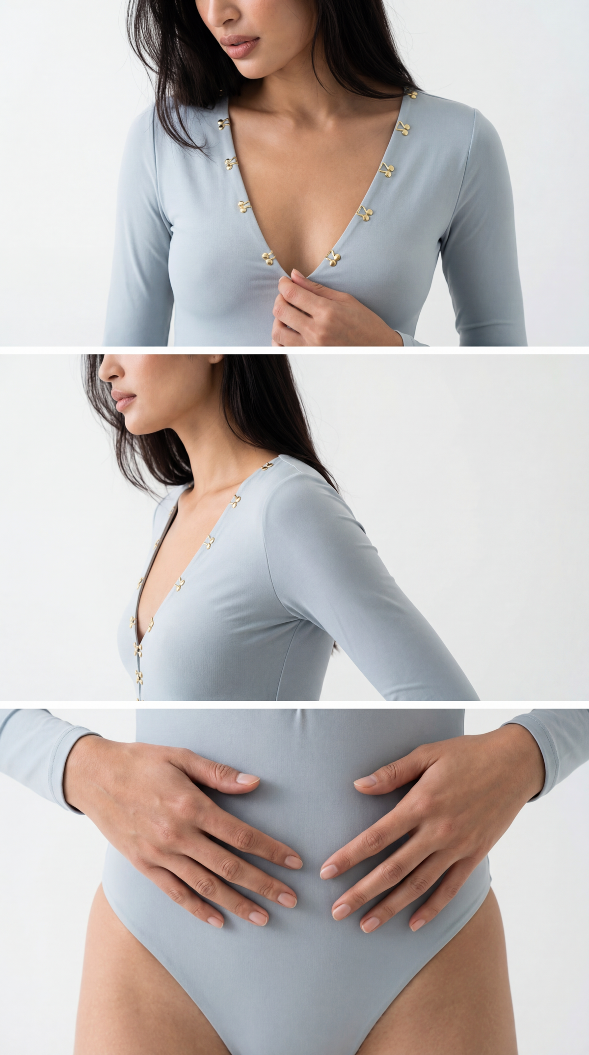 Uma Grey V-Neck Bodysuit