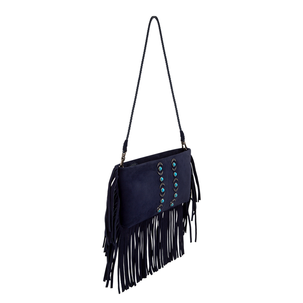 Hera - Navy Suede Fringe