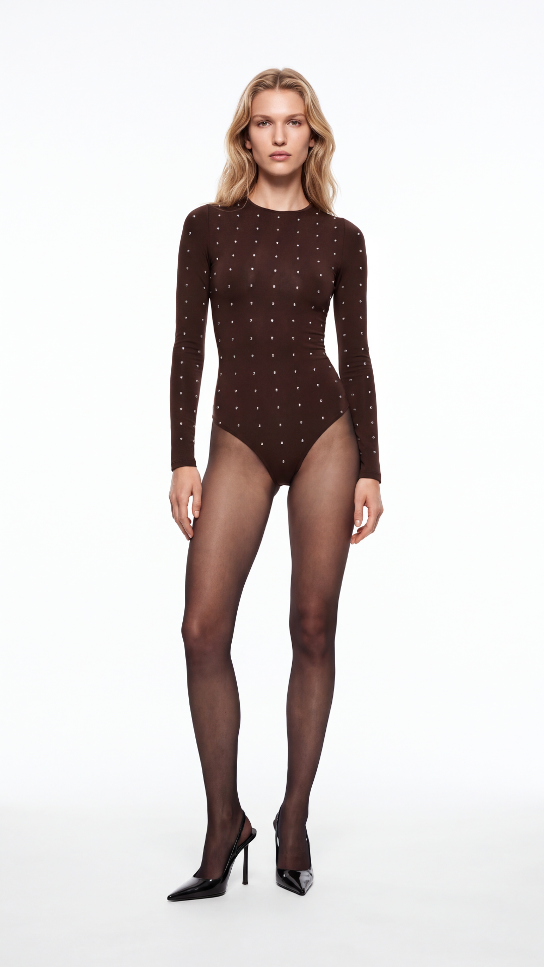 Emery Brown Bodysuit with Metal Details