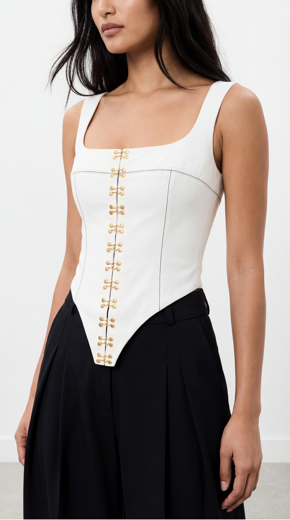 Naomi White Hook-and-Eye Corset