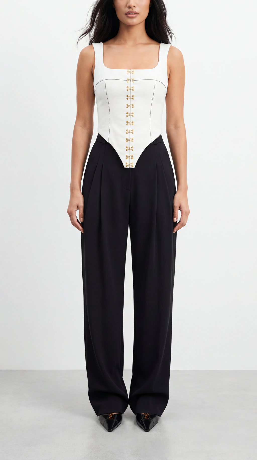 Naomi White Hook-and-Eye Corset