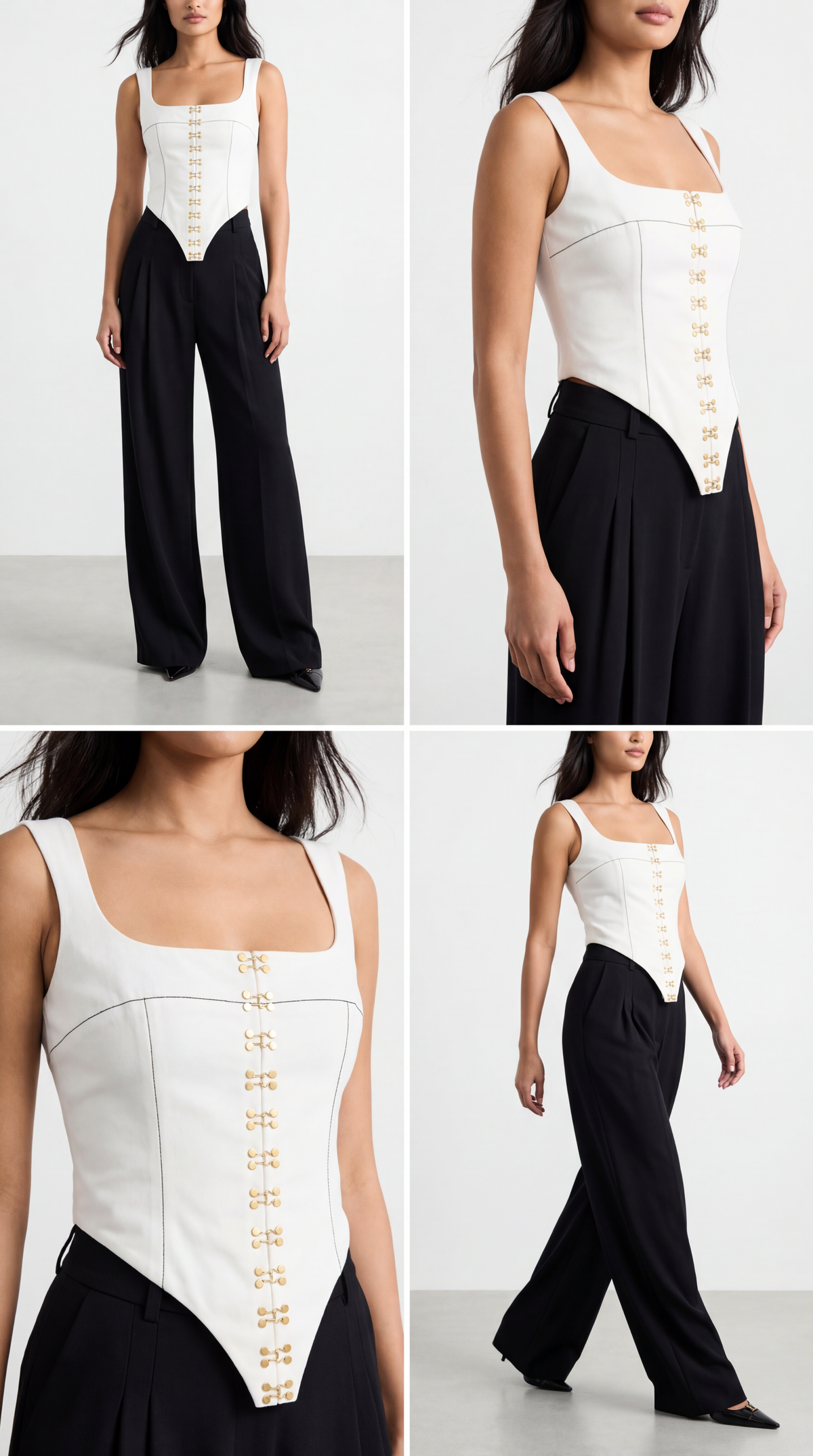 Naomi White Hook-and-Eye Corset