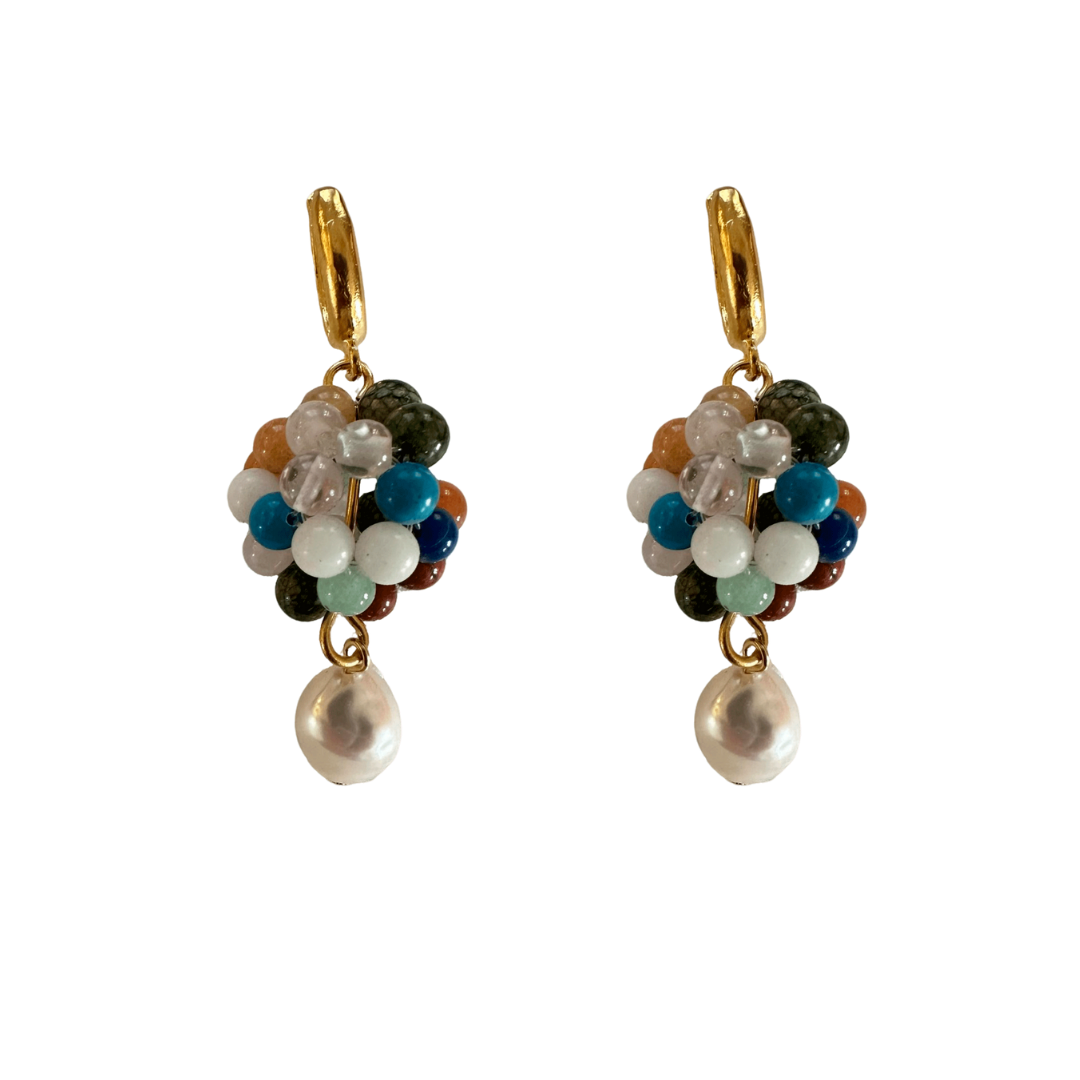 Colored Ball Incili Earrings