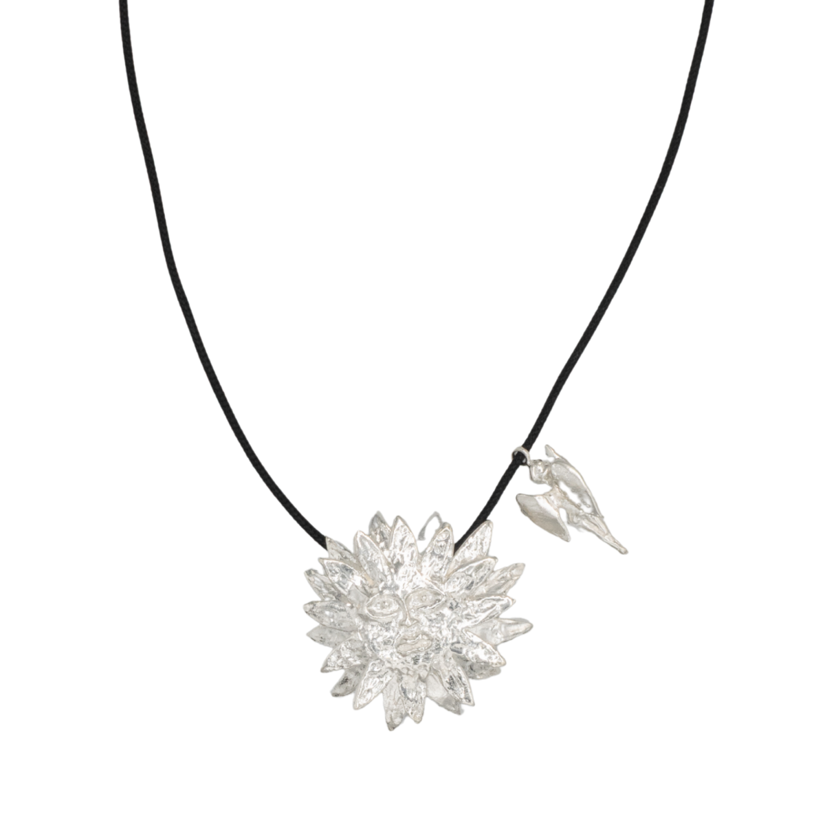 Apollo Silver Necklace, Black Cord