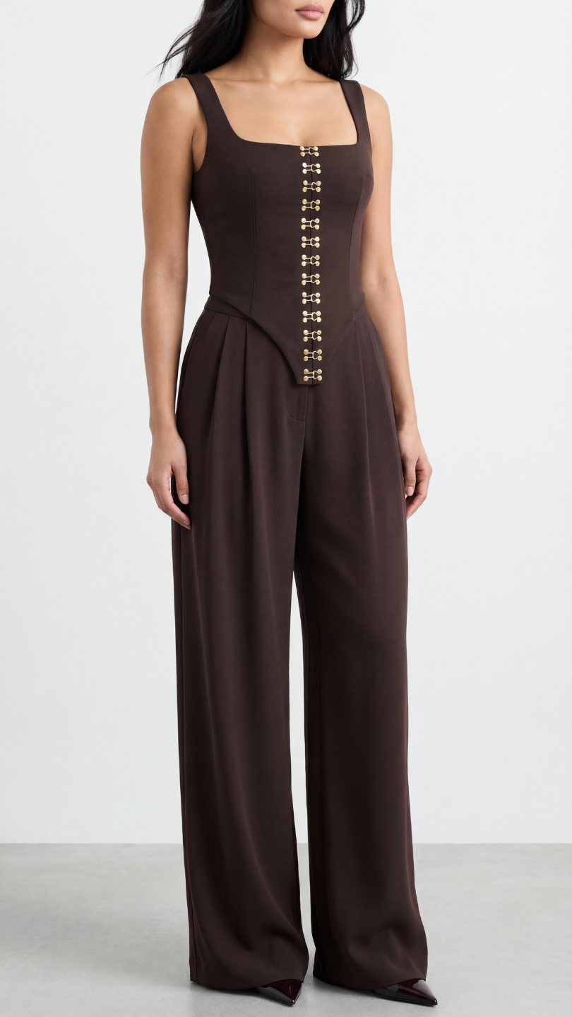 Cher Brown Wide-Leg Palazzo Trousers