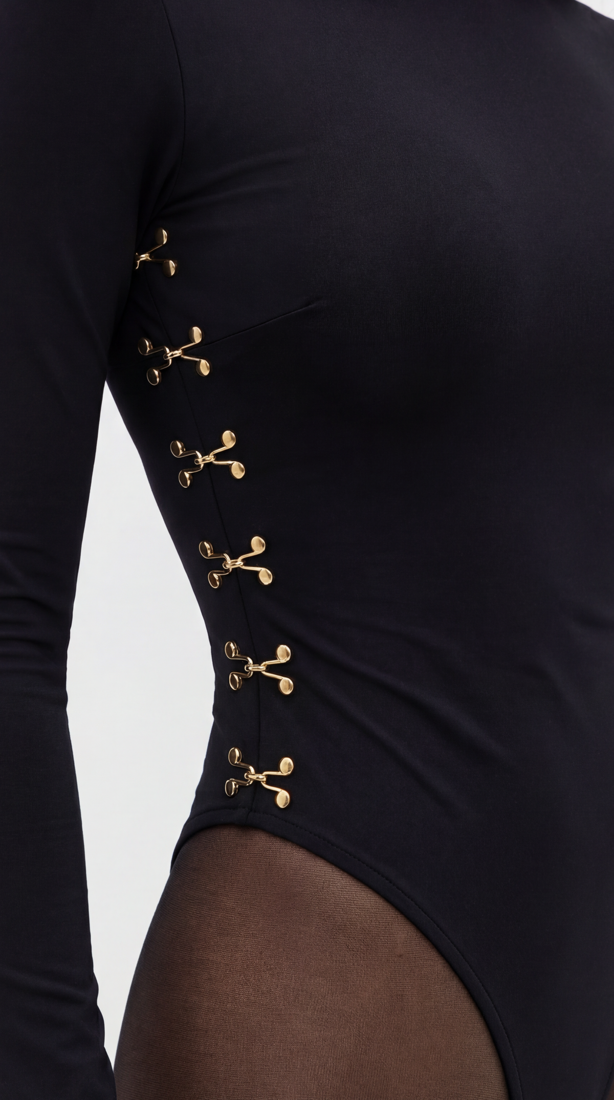 Quinn Black Crew Neck Bodysuit