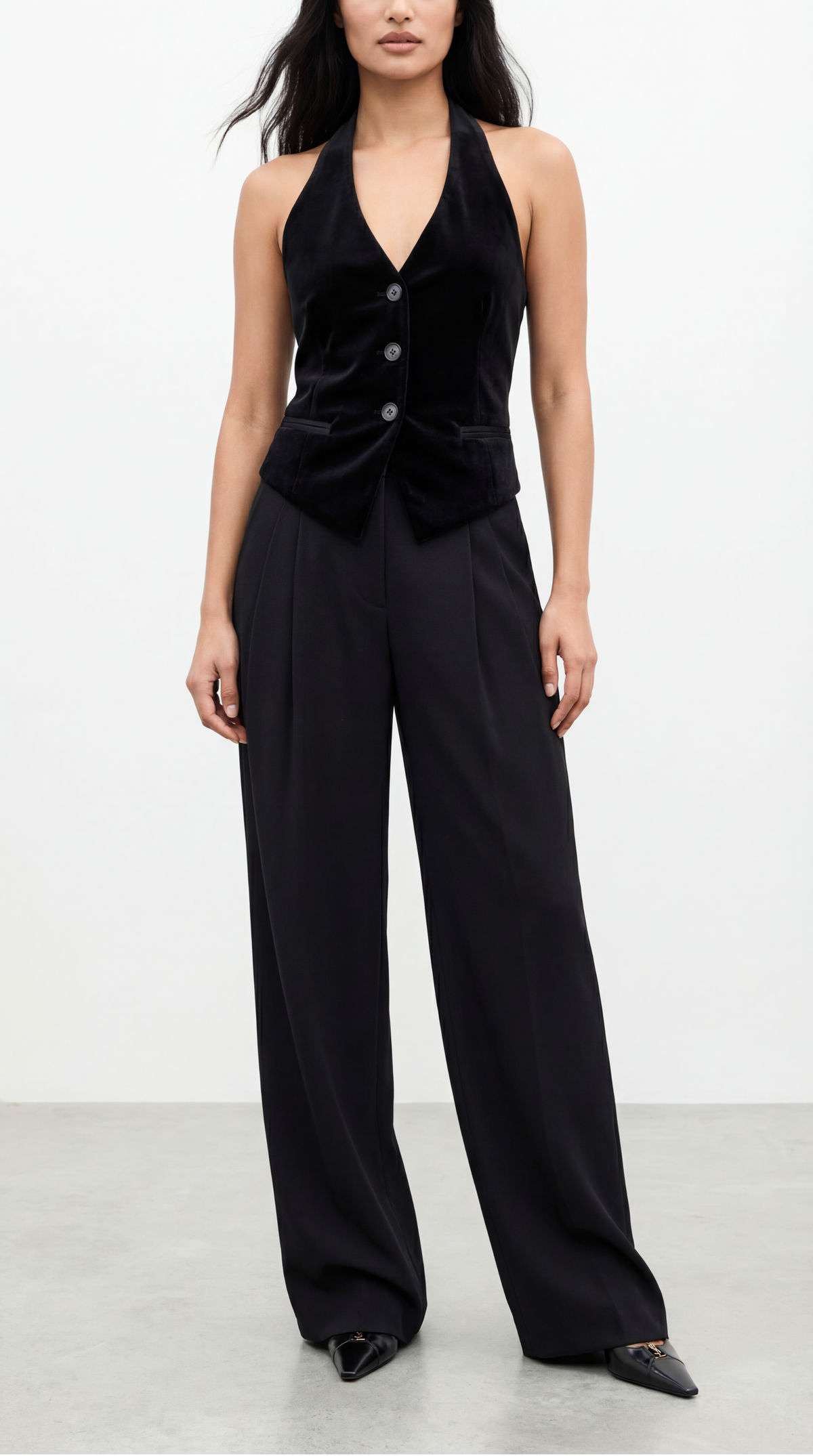 Lovis Wool Black Palazzo Trousers