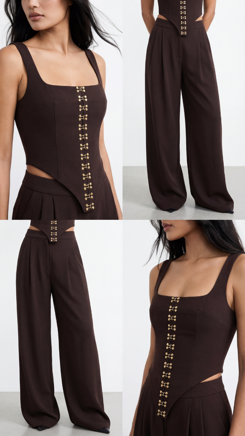 Cher Brown Wide-Leg Palazzo Trousers