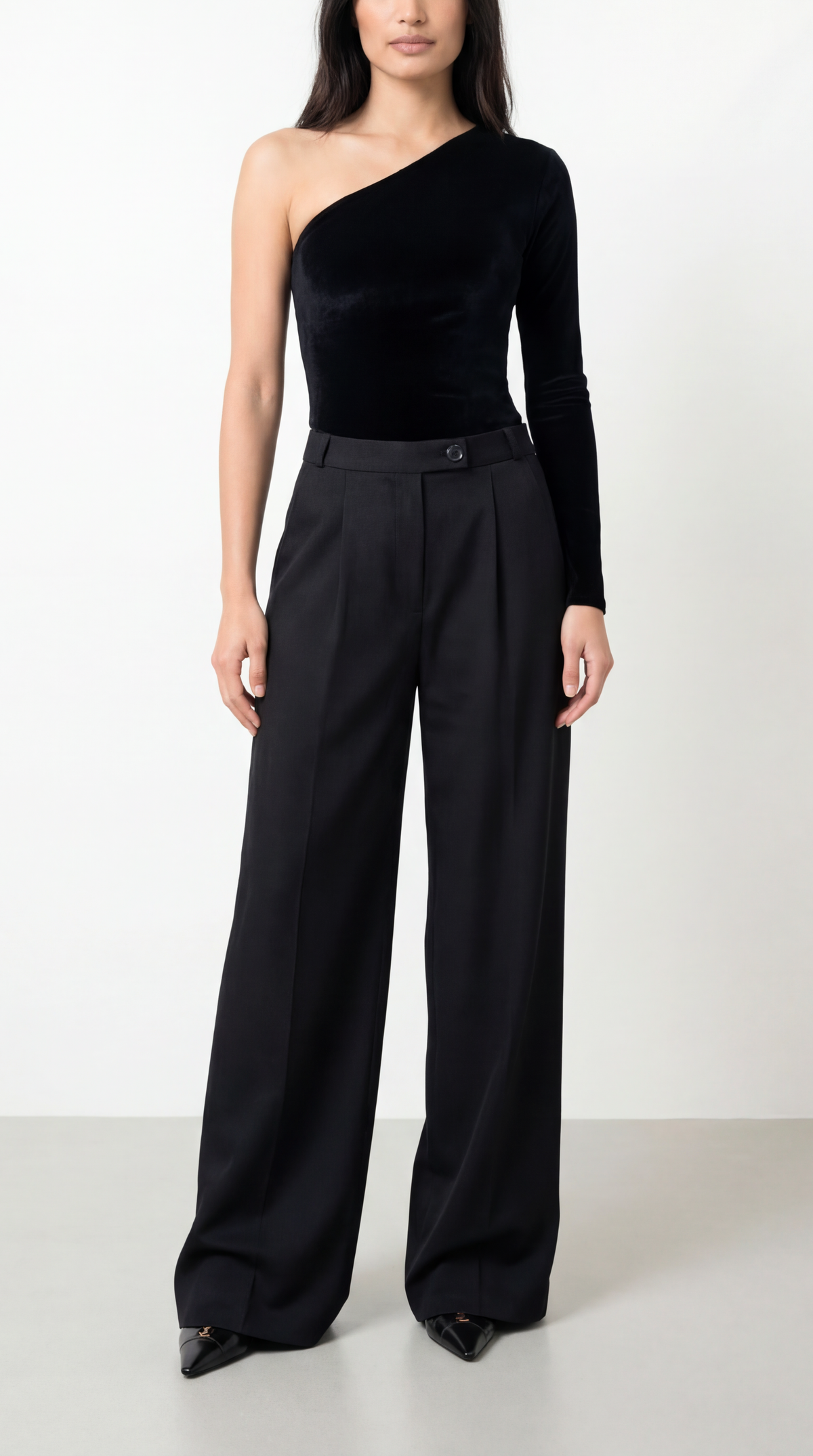 Garter Black Palazzo Pants