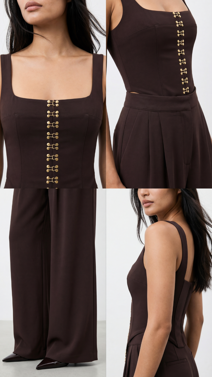 Cher Brown Wide-Leg Palazzo Trousers