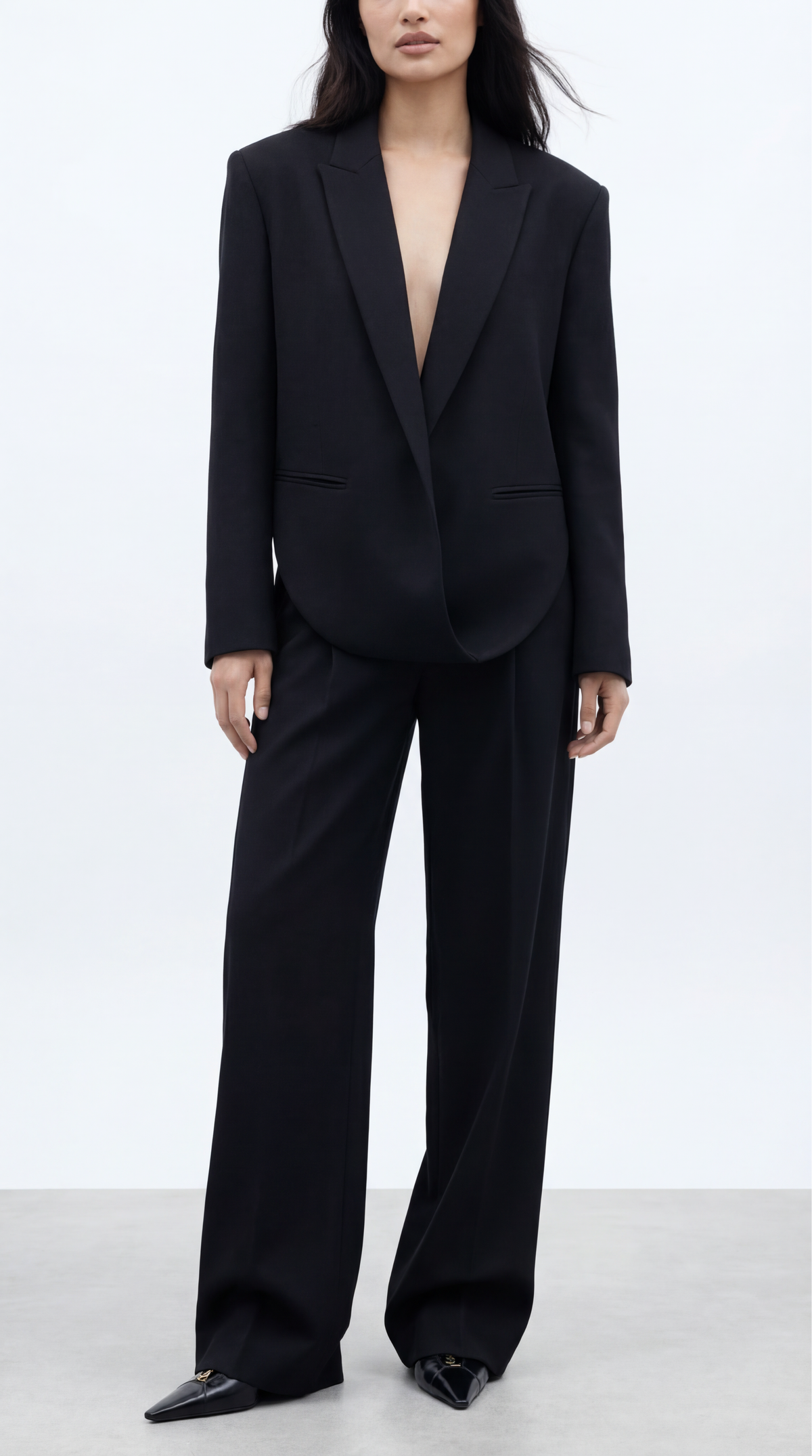 Bone Double-Breasted Blazer Jacket