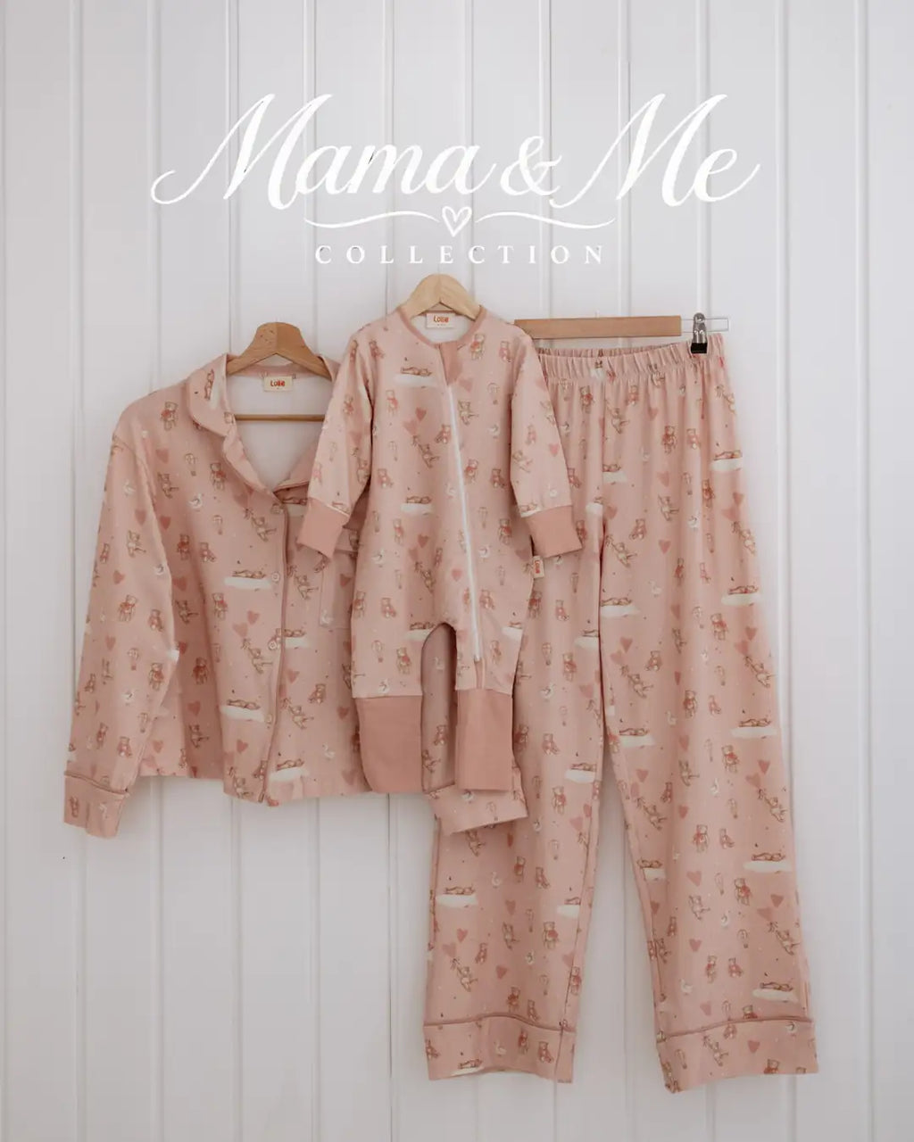 Mama & Me Pyjama & Sleeping Bag Set - Pink Teddy