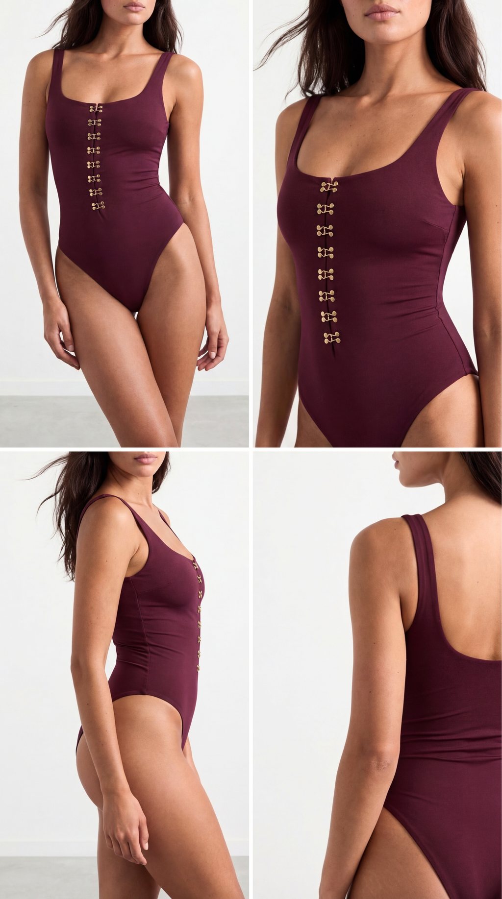 Uma Sleeveless Burgundy Bodysuit
