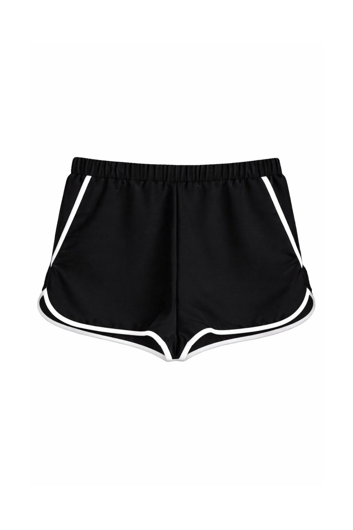 Contrast Trim Shorts - Black - White