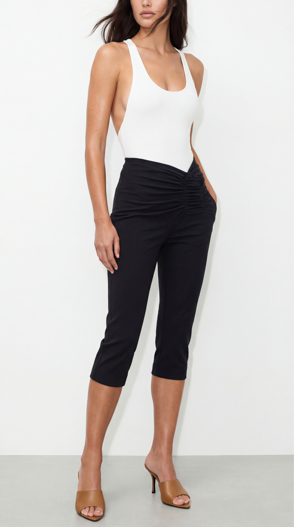 Stud Black Capri Pants