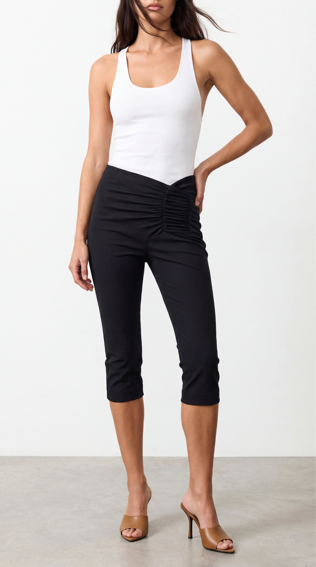 Stud Black Capri Pants