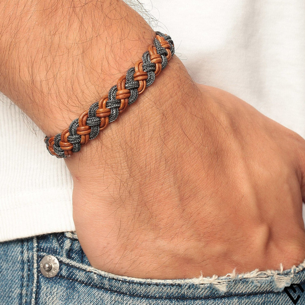 Brown Leather Braided Bracelet - 2