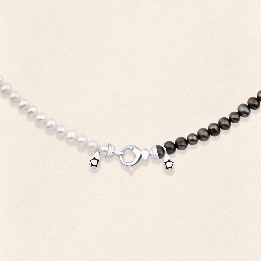 Sumerian Black & White Pearl Necklace - Men - 3