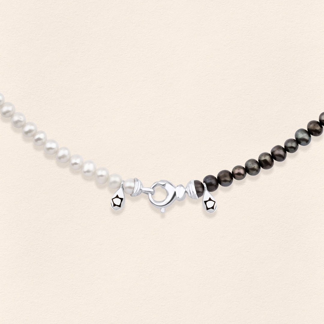 Sumerian Black & White Pearl Necklace - Men - 3