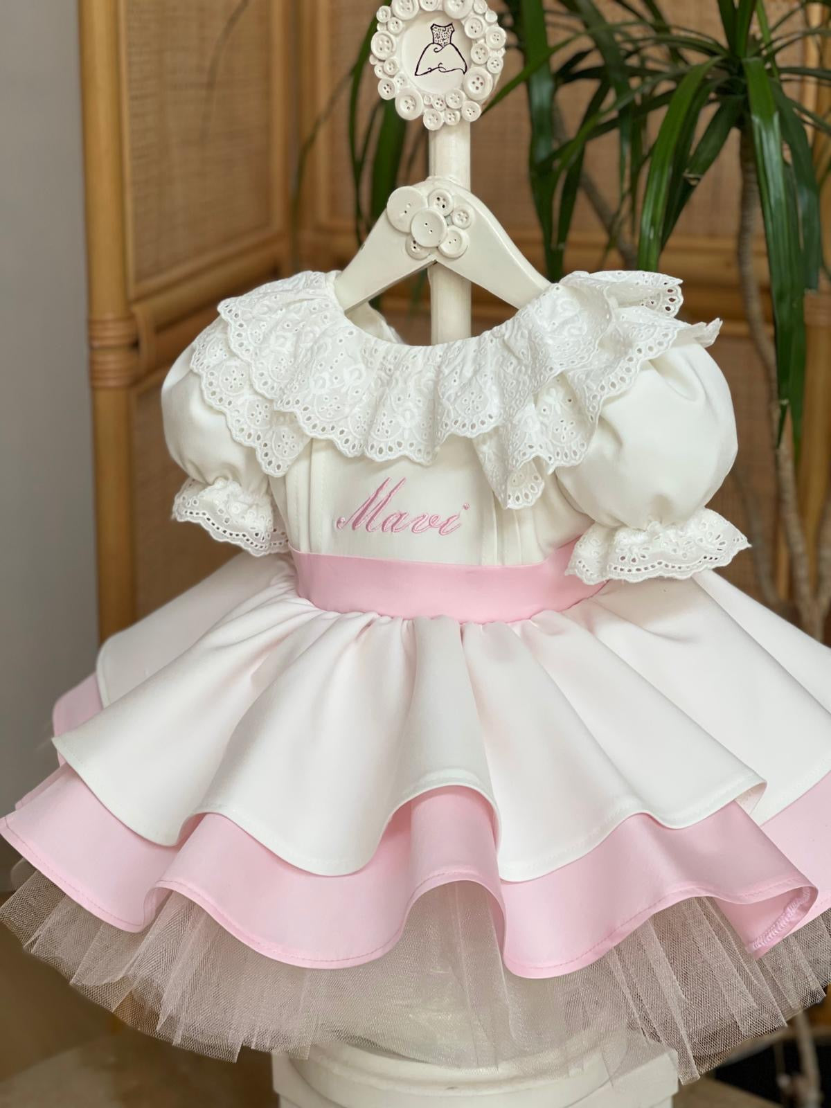 Cutwork Collar Embroidered Special Occasion Dress