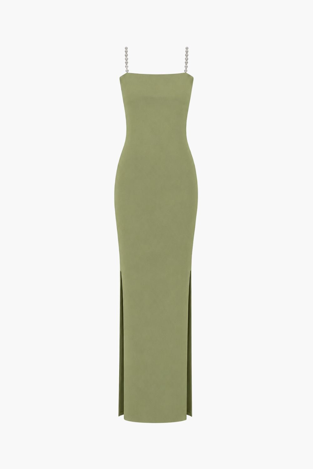 Faux-Pearl Embellished Strapless Dress - Laurel Green
