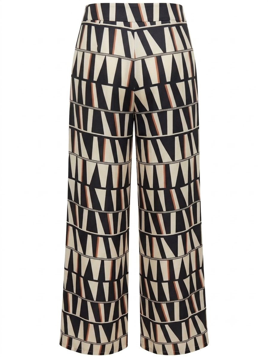 Black Geo Front-Tie Trousers