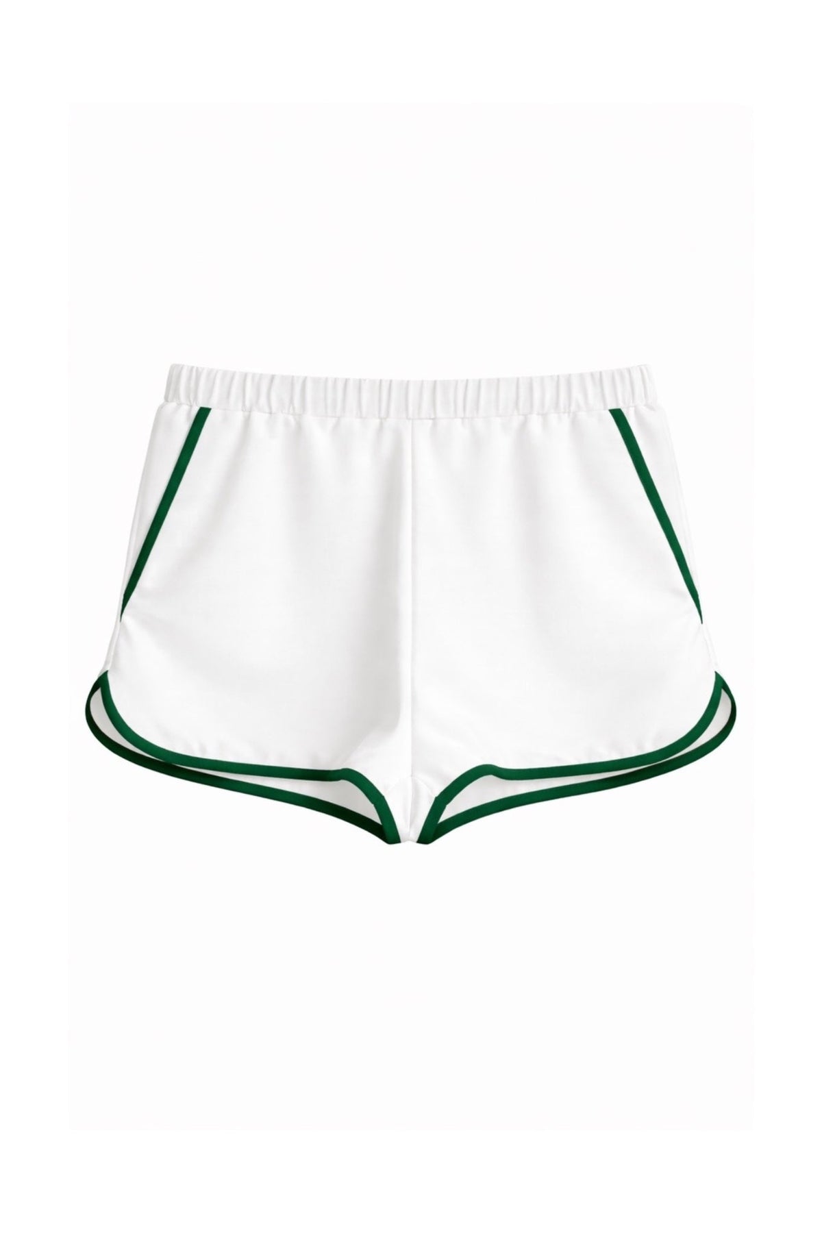 Contrast Trim Shorts - White - Green