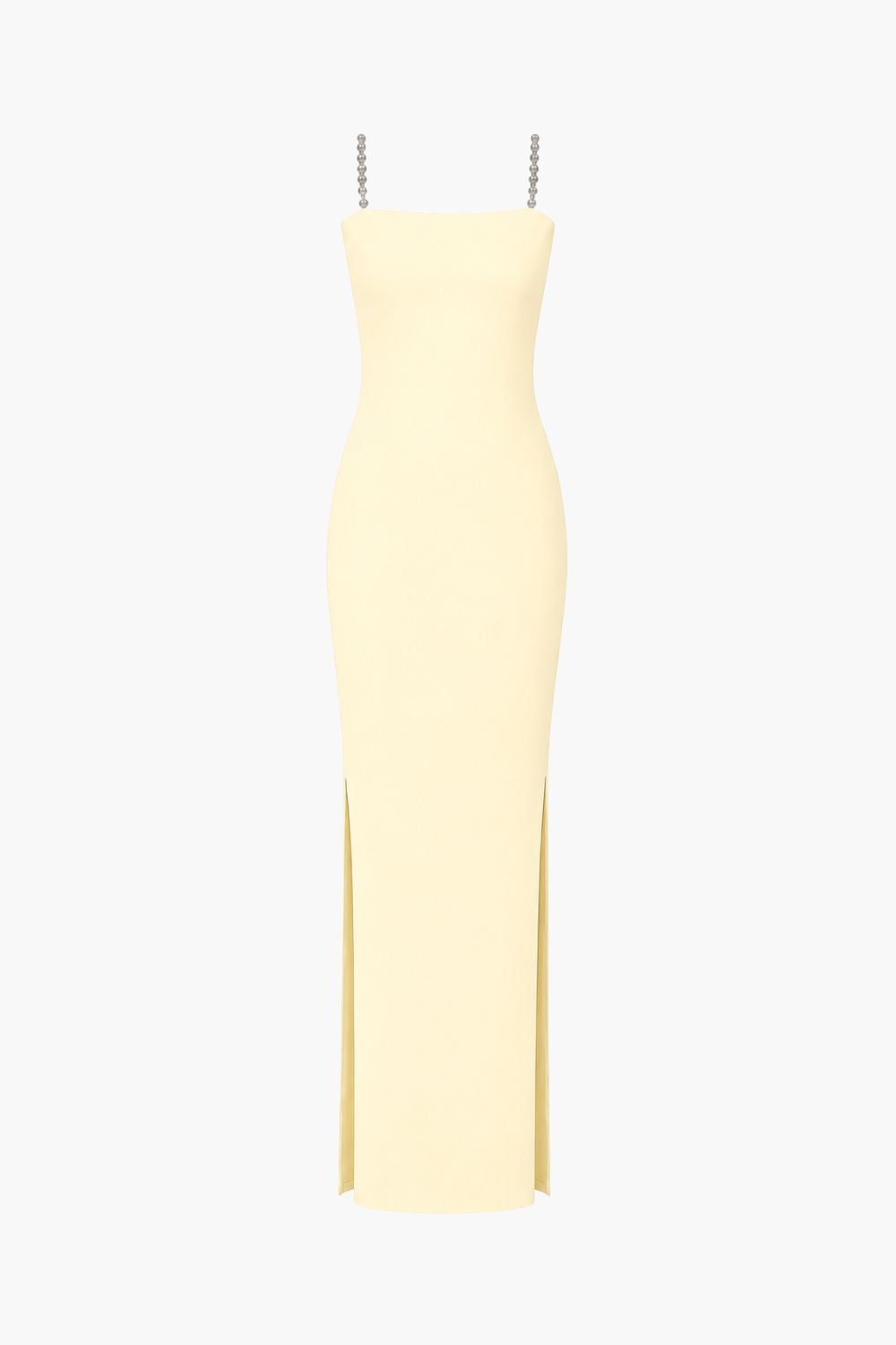 Faux-Pearl Embellished Strapless Dress - Butter Yellow