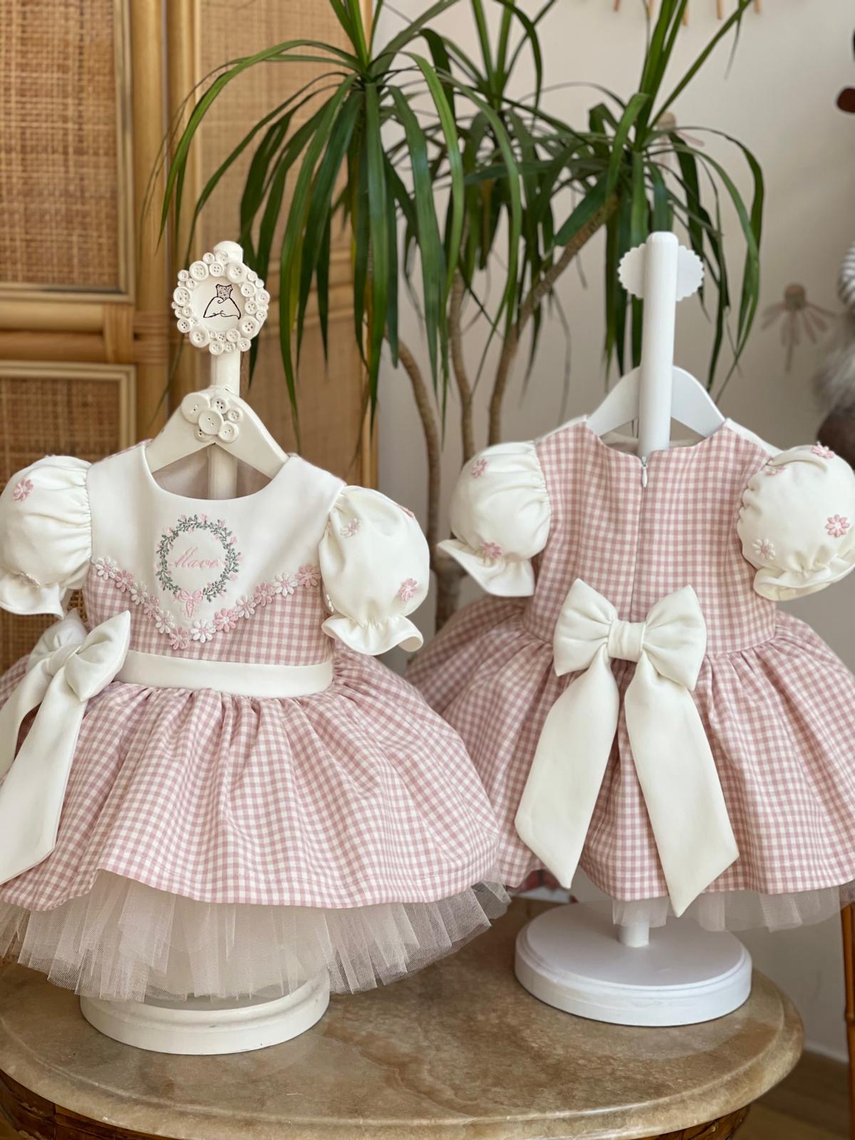 Gingham Embroidery Detail Birthday Dress