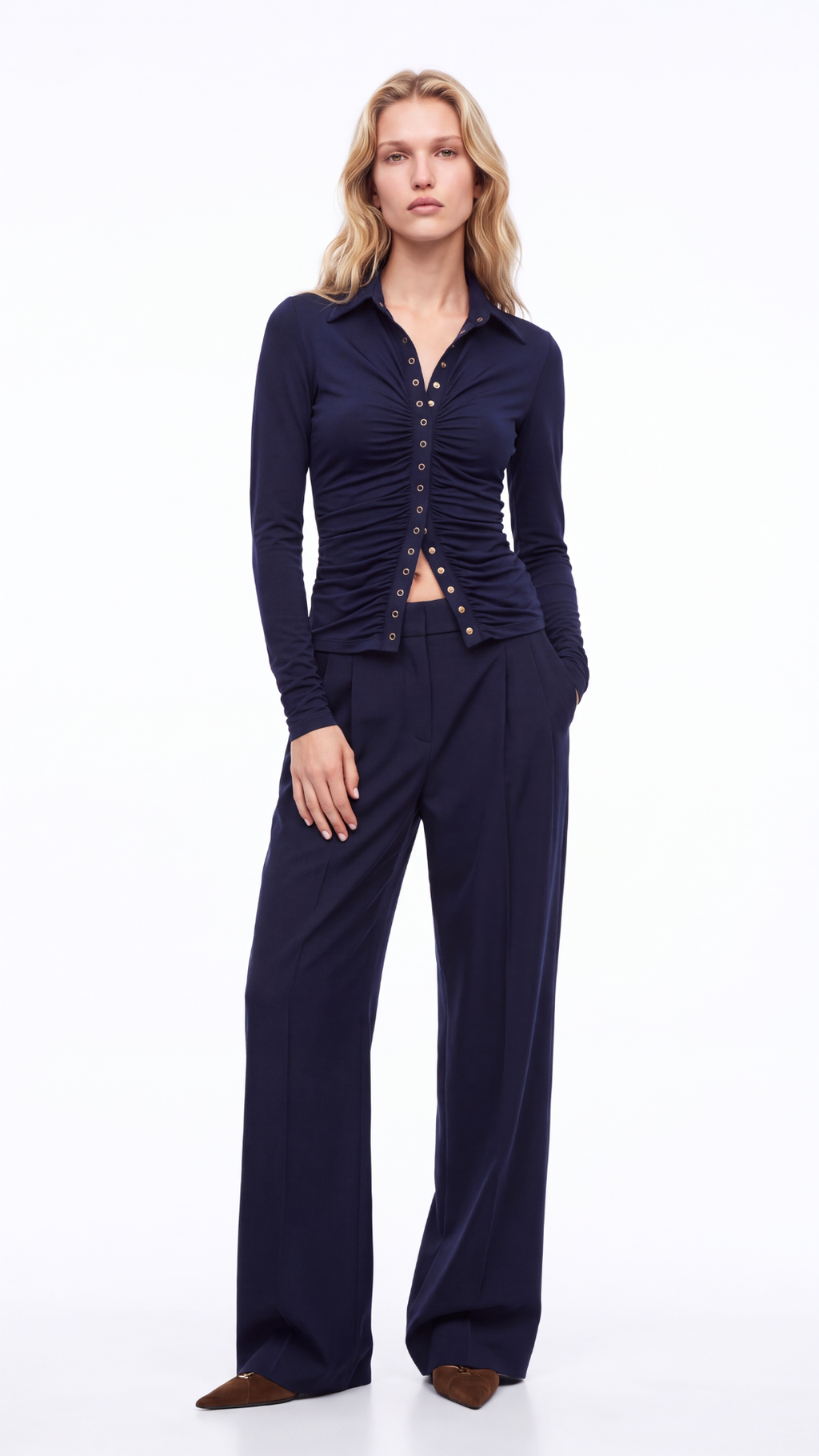 Lovis Wool Khaki Palazzo Trousers