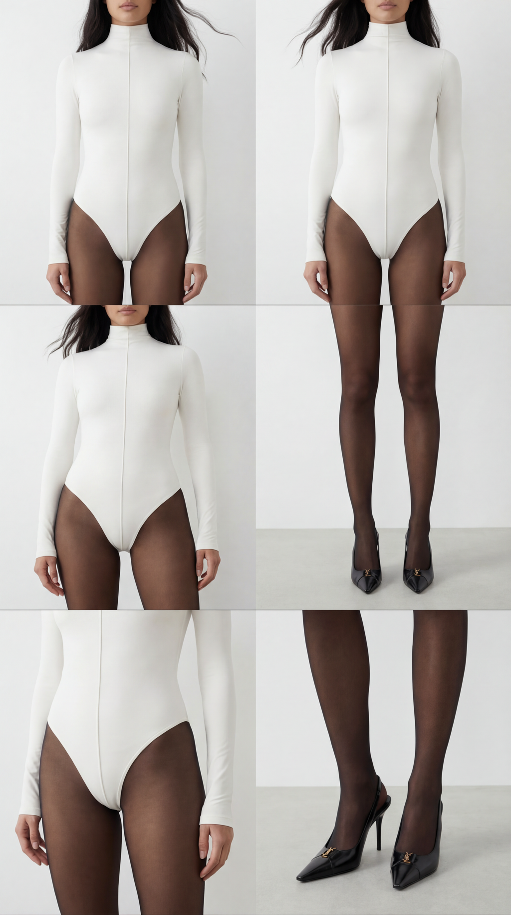 Nensi High-Standing Ecru Bodysuit