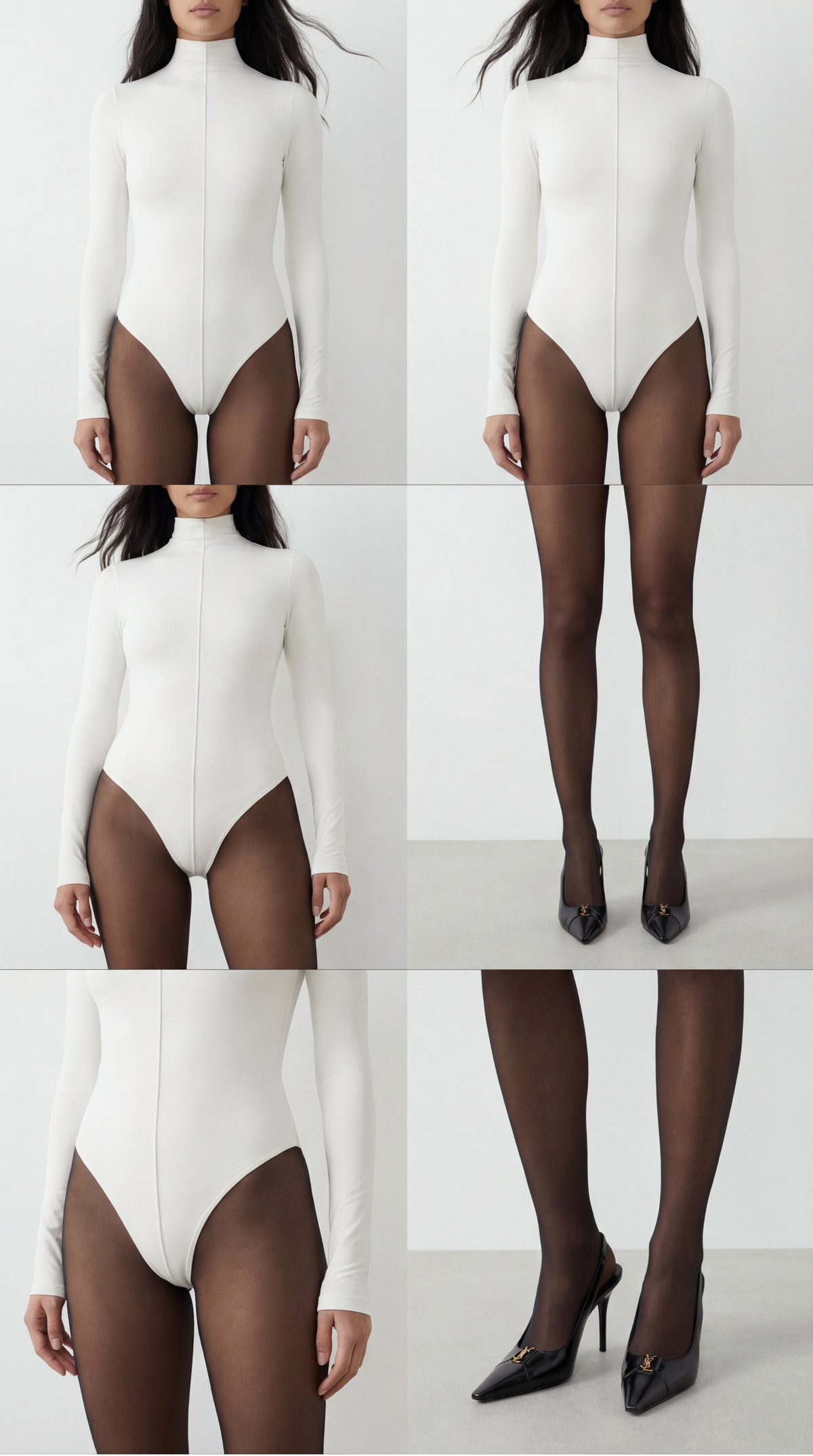 Nensi High-Standing Ecru Bodysuit