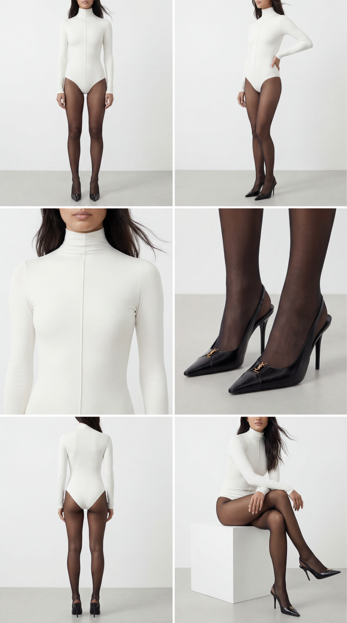 Nensi High-Standing Ecru Bodysuit