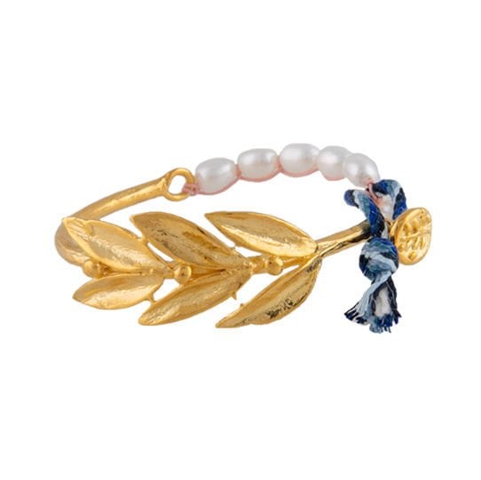 Daphne's Wish Pearl Bracelet, Blue - White Cord
