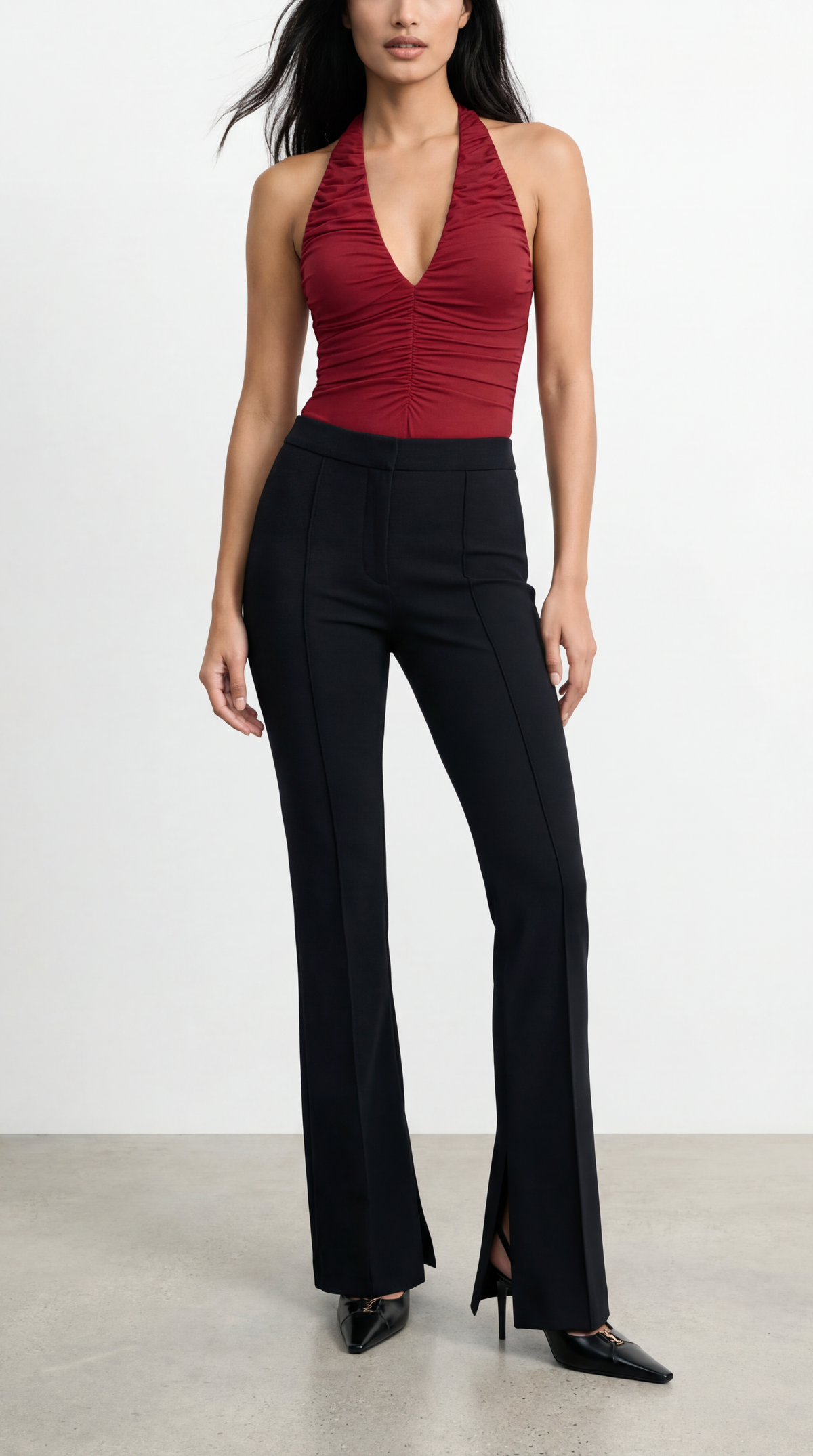 Plan Rise Waist Black Pants