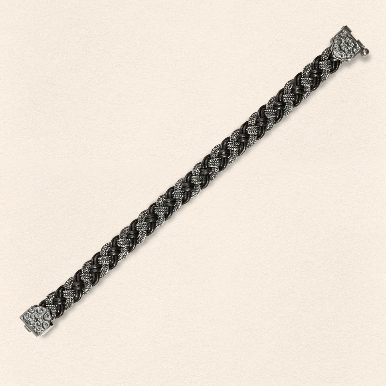 Black Leather Braided Bracelet - 3