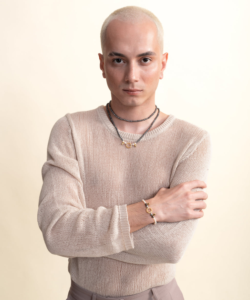Sumerian White Pearl Bracelet - Men - 3