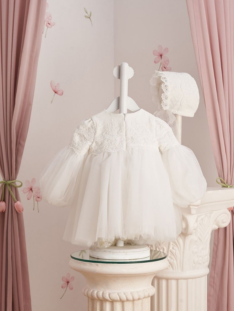 White Scalloped Ceremony Dress