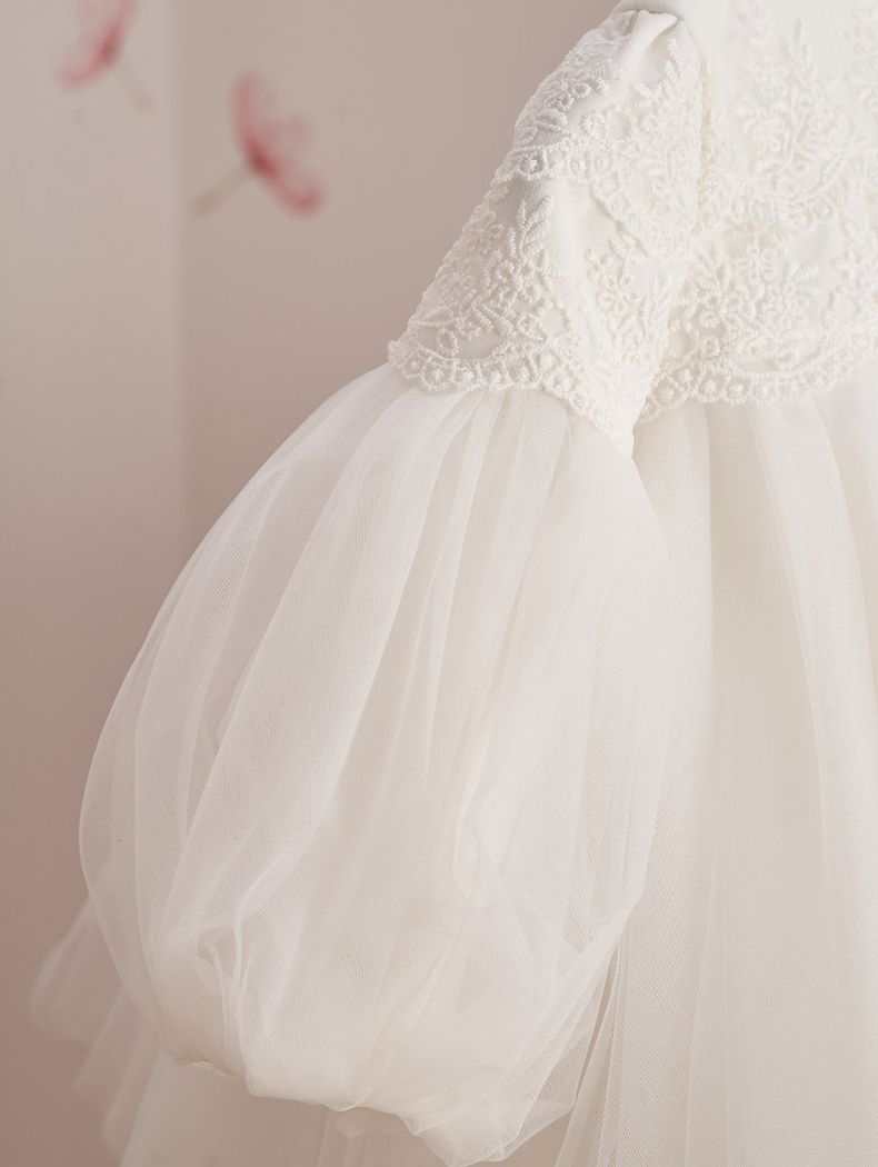 White Scalloped Ceremony Dress