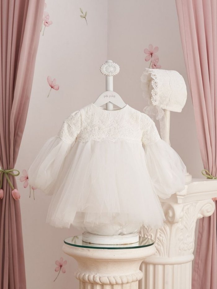 White Scalloped Ceremony Dress