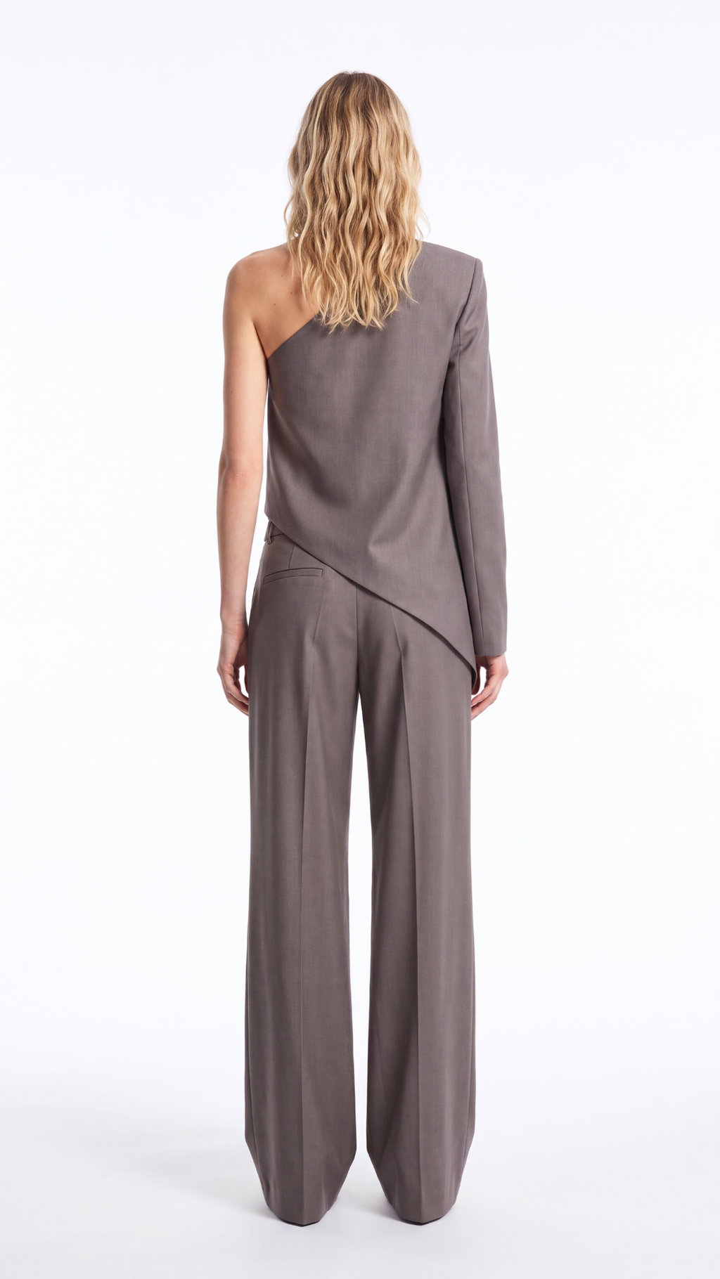 Brown Mid-Rise Silk Wool Mink-Colored Trousers