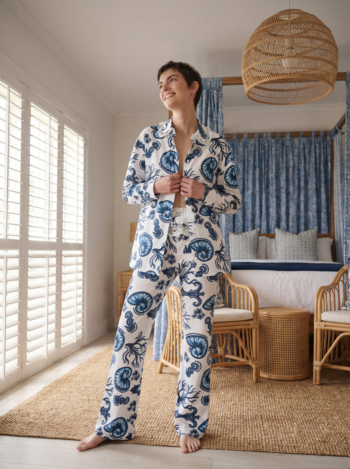 Marianne Patterned Voile Pajama Set