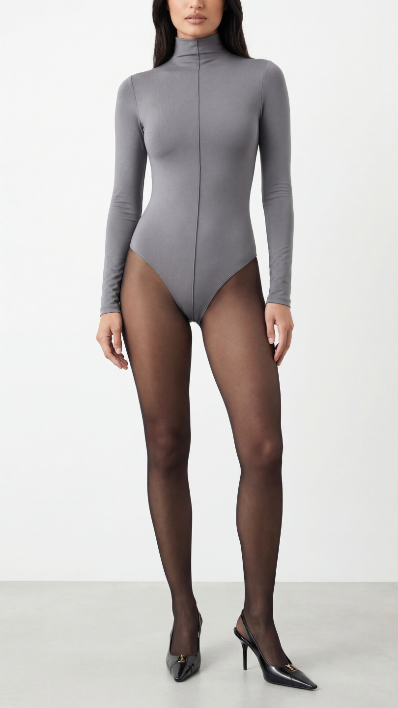 Nensi Turtleneck Grey Bodysuit