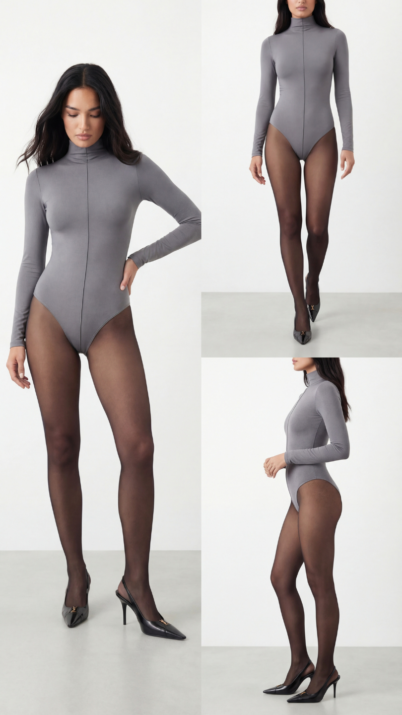 Nensi Turtleneck Grey Bodysuit